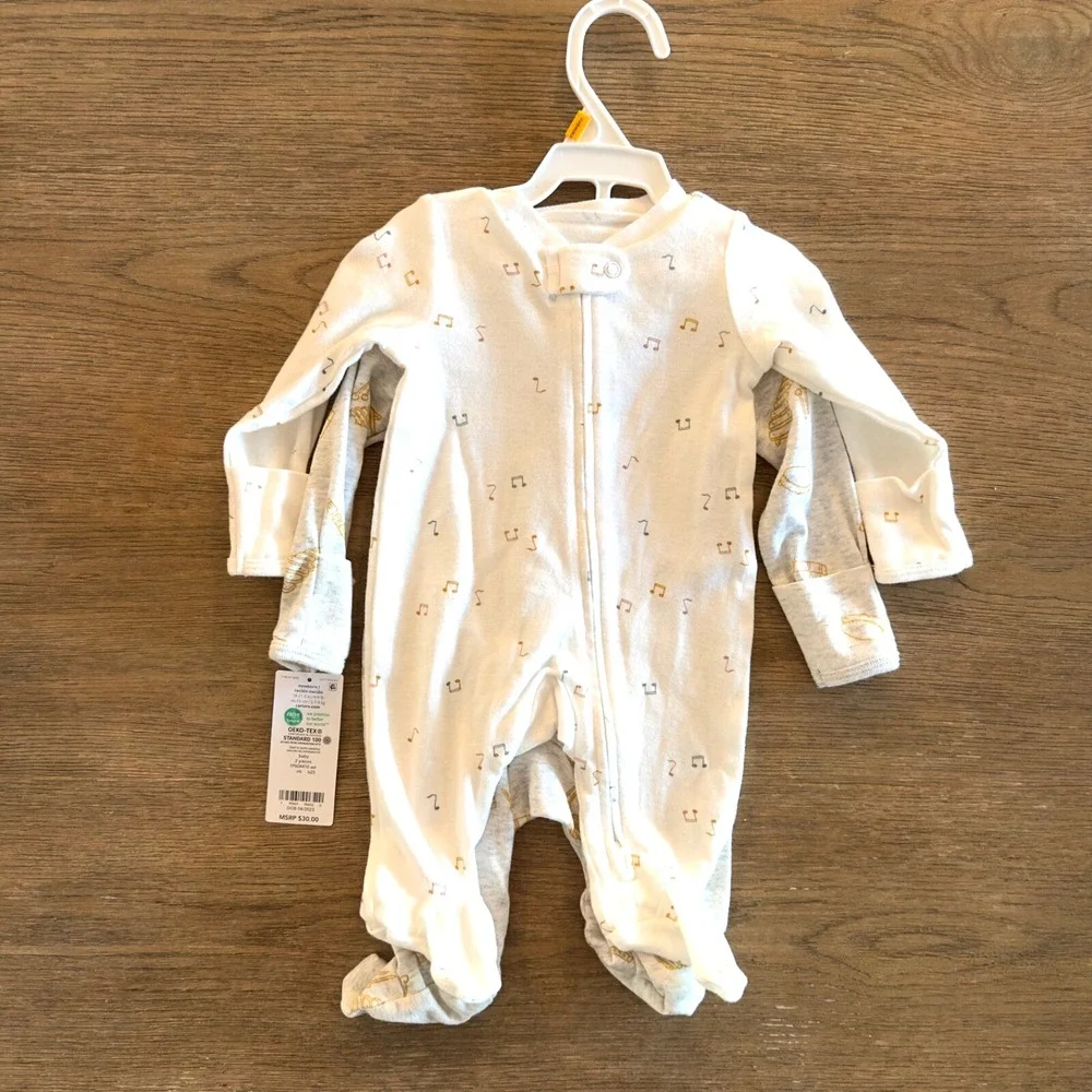 Carters Newborn Baby Long Sleeve Bodysuits, Oeko-Tex Cotton-Set of 2-NWT RRP $30